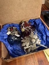 Katherine  s Collection Ornament Etched Glass Beaded Accents Set of 3