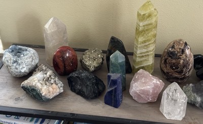 Large Raw Minerals Lot- Celestite, Cobalto Calcite, Opal, Amethyst & More