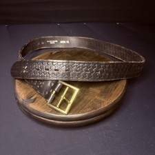 Size 36" Leather Belt Gold Buckle Basket Weave Leather
