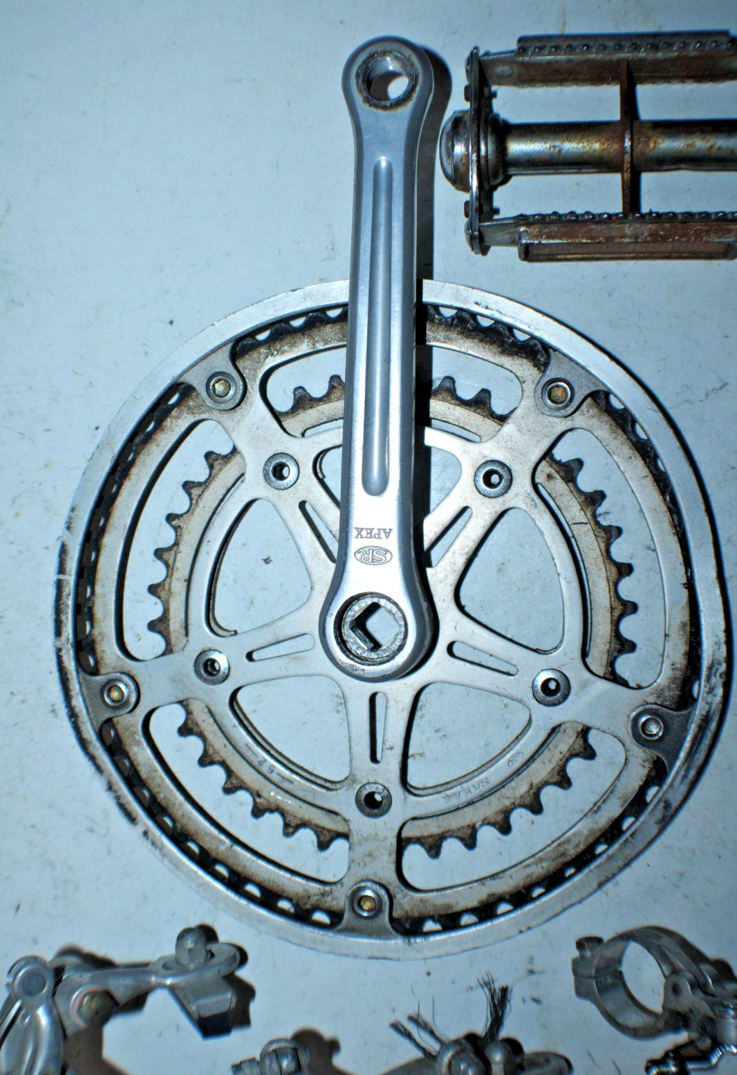 Vintage Groupset Crankset 170mm 40/52t Schwinn Brakes Suntour 7 Front Derailleur