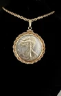 1946  Walking Liberty American Coin Half  Dollar Pendant Necklace 24” 14k  GF