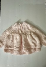 Sweet Vintage Hand Knitted Baby Sweater Infant Girl Pink Unused