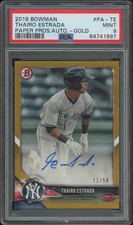 2018 Bowman #PATE Thairo Estrada Gold Prospect Rookie Auto #11/50 PSA 9 (MINT)