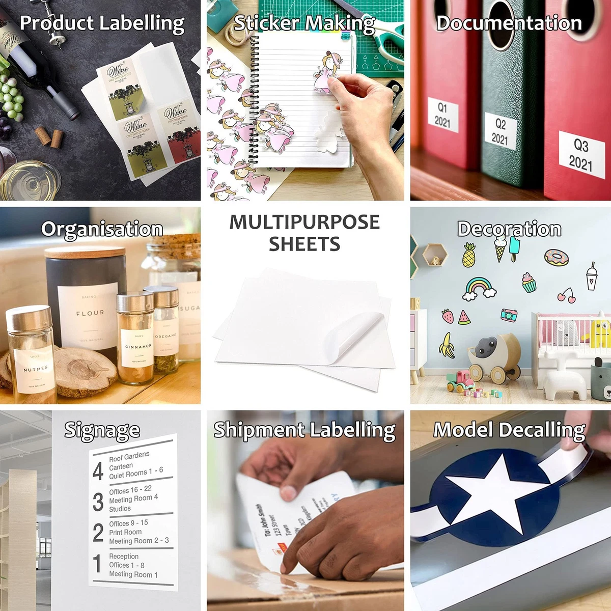 Goods 50 Feuilles A4 Vinyle Blanc Mat Autocollant Imprimable Papier