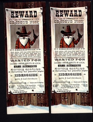 Medallion Greetings * REWARD for Deadeye Nick (SANTA) lot of TWO not used -scan