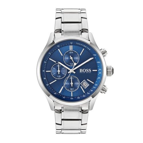 Reloj Hombre HUGO BOSS 1513478 'Grand Prix' Tono Plateado Esfera Azul - Imagen 1 de 5