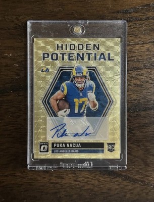 2023 Panini Donruss Optic Puka Nacua Hidden Potential Gold Vinyl Auto #1/1 Rams