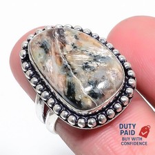 New Year Sale Sterling Silver Genuine russian charoite Ring Jewelry Size 7.5