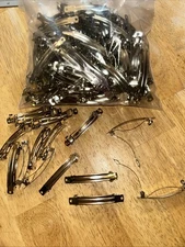 100 Pack 3.25 Inch Blank Silver Square Rectangle Metal French Barrette - New