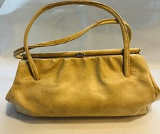 Vintage Maclaren Norwich England Tan Leather Handbag Frame Purse 1950s 1960s