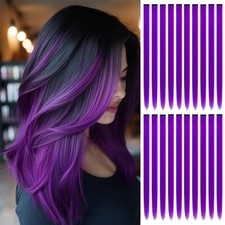 Purple Hair Extensions 22 Inch Clip In Synthetic Hair for Women Parties