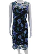 Calvin Klein Womens Floral Print Sheer Sleeveless Zip Dress Multicolor Size 10