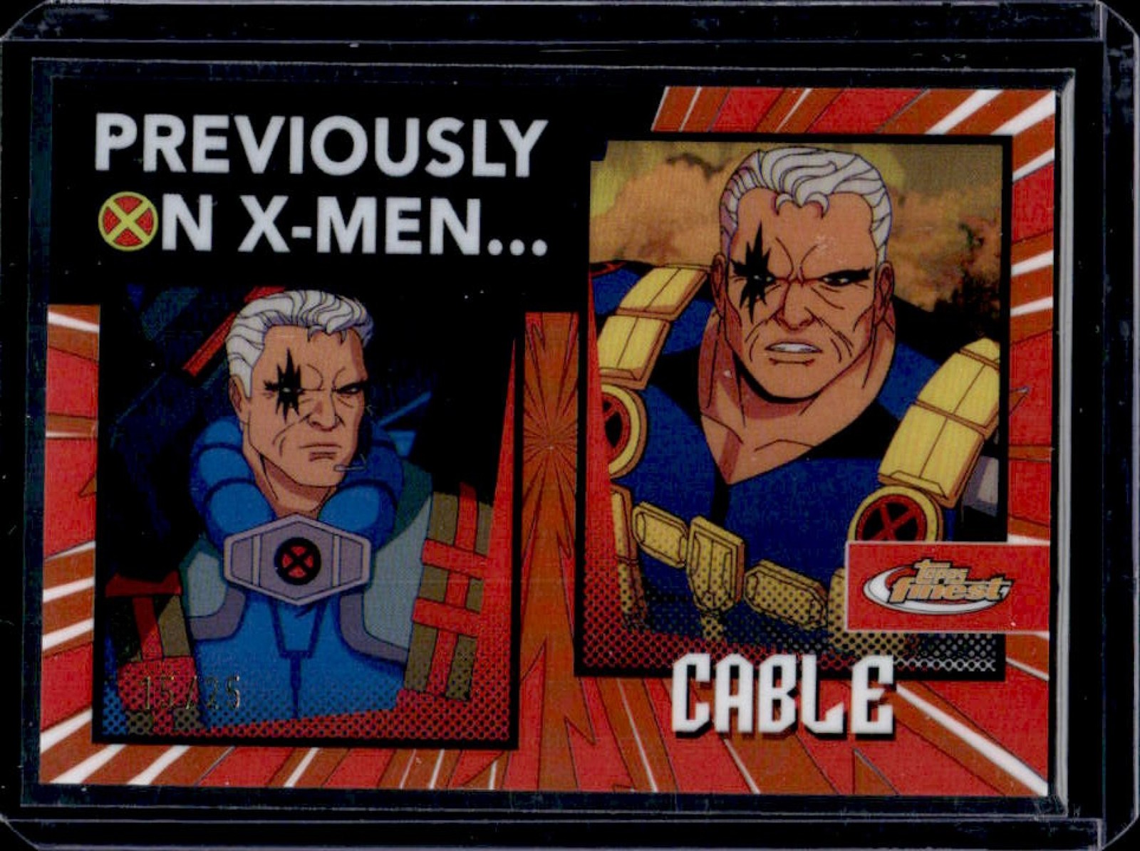 2025 Topps Finest X-Men '97 Cable Previously On Orange Refractor #/25