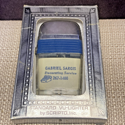 SCRIPTO STANDARD VU - LIGHTER ADVERTISING GABRIEL SARGIS DECORATING CHICAGO ILL