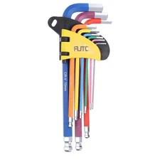 9pcs Ball End Hex Key Wrench Set 1.5-10mm Long Arm L-Shape CR-V Multicolor