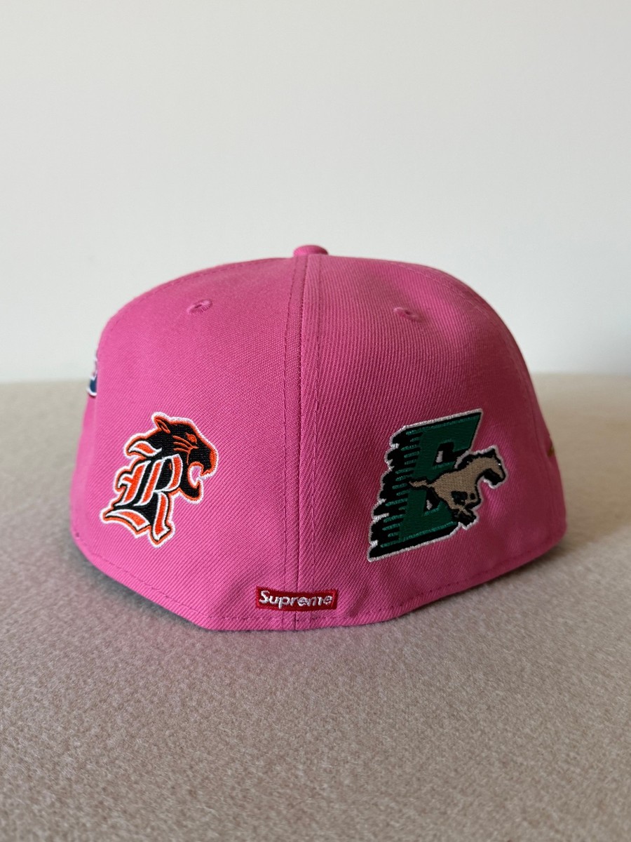 Supreme x New Era 59FIFTY S Logo Mascots Hat - Size 7 5/8 - Pink