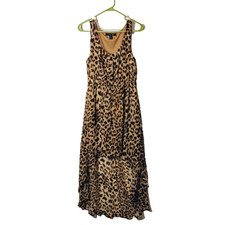 Forever 21 Leopard Print Hi-Low Dress Semi-Sheer Lined Sleeveless Medium Dress