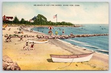 Sound View Connecticut Beach at Old Lyme Shores Rowboats New London Postcard