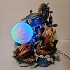 Dungeons Dragon Fantasy Rainbow Plasma Lamp Wizard Statue Mystical Creations NIB