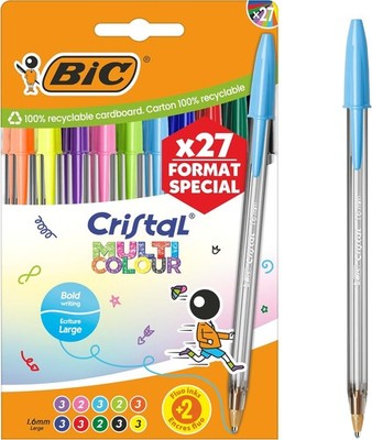 BIC Cristal Multico AST Box27FS EU Kugelschreiber Set bunt Schule Büro