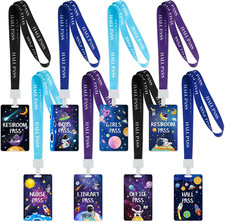 8 Set PVC Hall Pass Lanyards, Outer Space Unb...