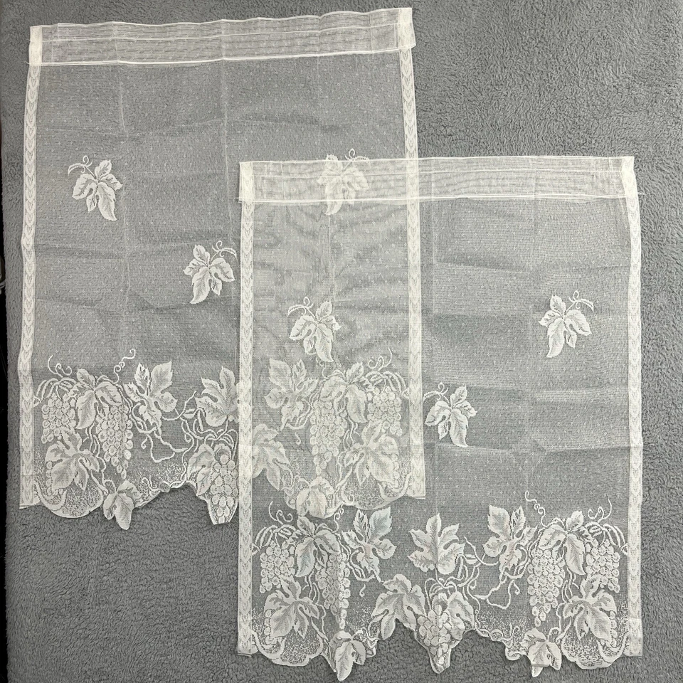 Juego de cortinas de encaje Mainstays vid marfil transparente 56x28 valencia +2 paneles 28x36 Foto 3 de 4