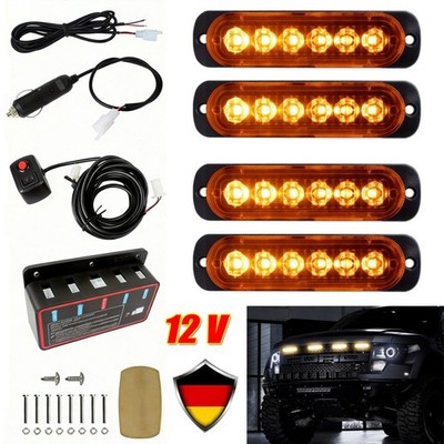 4x Frontblitzer LED Blitzlicht Warnleuchte Strobe Licht Gelb 12V KFZ LKW PKW DHL