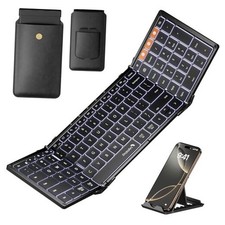 Backlit Foldable Keyboard, XK01 Plus Folding Portable Bluetooth Keyboard Black