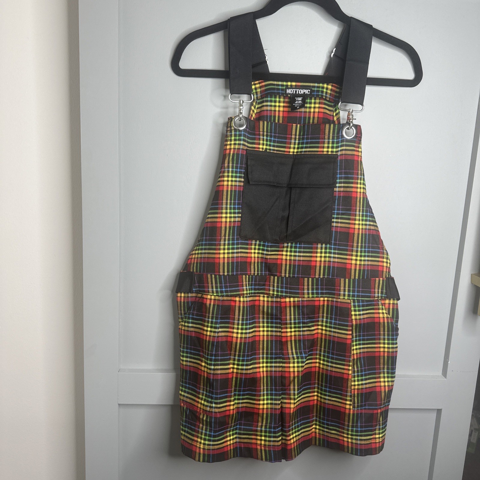 Hot Topic Women’s Rainbow Grid Pattern Utility sh… - image 1