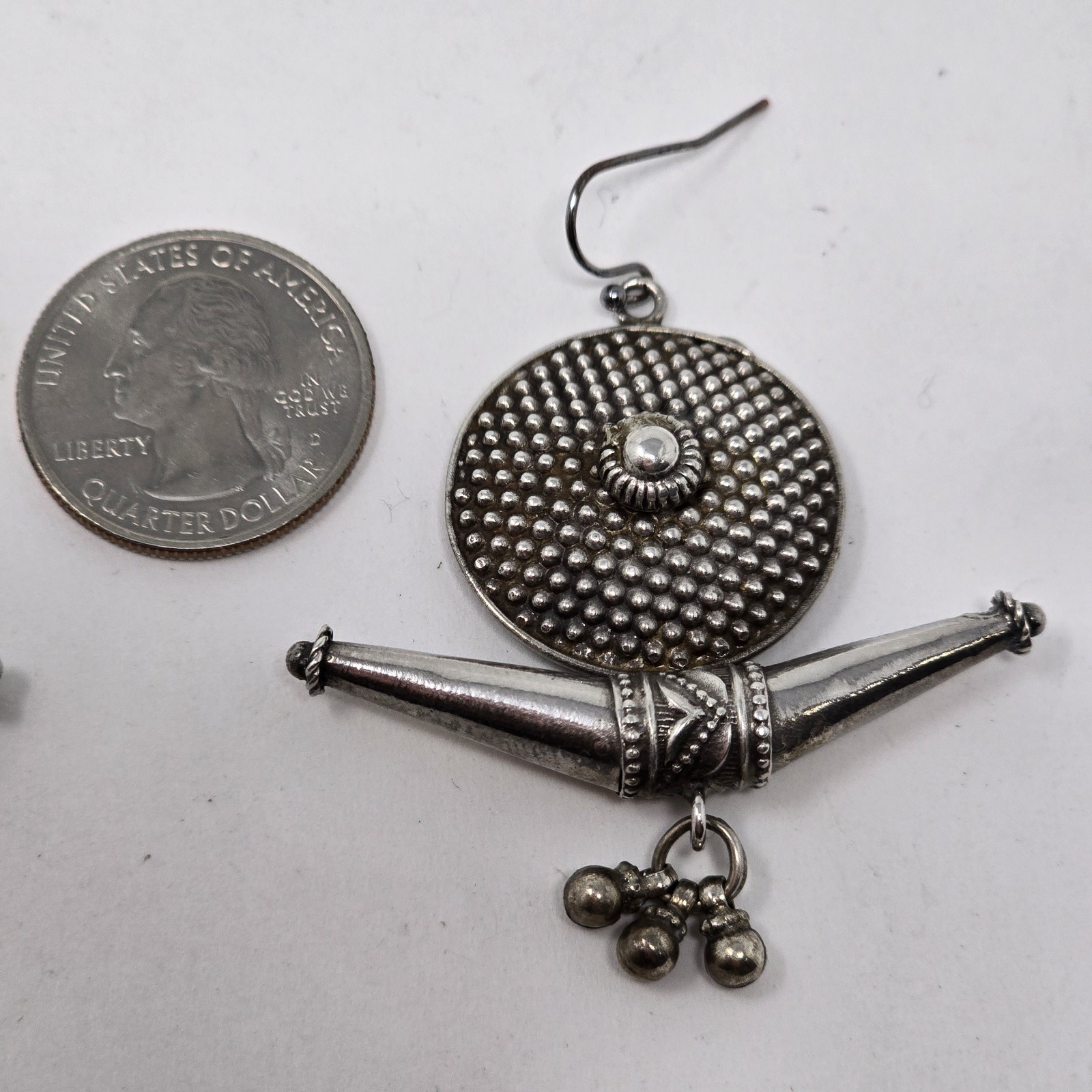 Large Handmade Solid Sterling Silver Earrings, In… - image 5