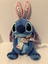 Disney Parks STITCH Lilo Stitch 2023 Easter Bunny Soft Plush Official EUC Blue