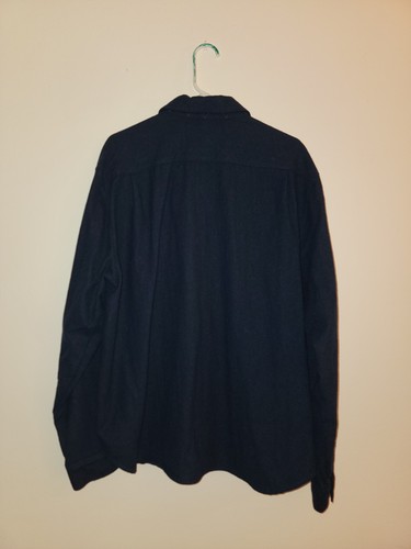 WOOLRICH 100% WOOL MENS SHIRT XL X LARGE NAVY BLUE BUTTON 2 POCKET FLANNEL - Picture 13 of 13