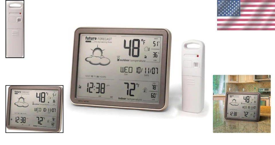 Stylish Black Weather Station with Atomic Clock - Image 2 of 4