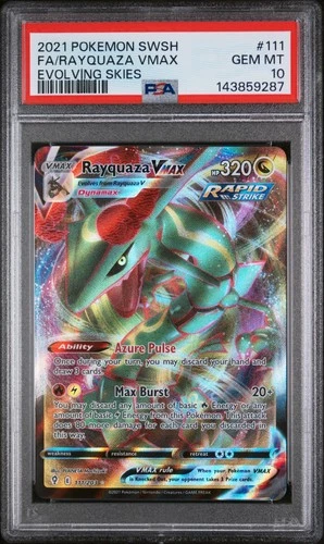2021 POKEMON SWORD & SHIELD EVOLVING SKIES #111 FULL ART/RAYQUAZA VMAX PSA 10