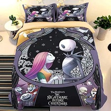 Nightmare Christmas Duvet Cover 3 Pcs Set with 2 Pillowcases Cartoon Twin