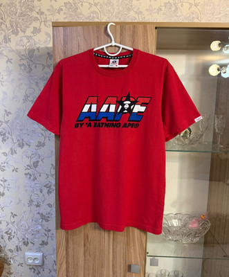 AAPE by A Bathing Ape Men s Red Graphic T-Shirt Size L BAPE Streetwear Logo Tee
