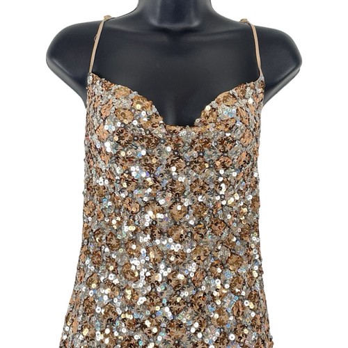 Free People Love Strong Gold Sequin Mini Dress -Size Small RRP $600 - Picture 8 of 15