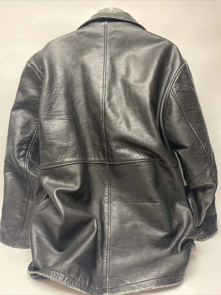 Veste En Cuir Noire Vintage Wilsons Y2K Grunge Goth Classique - Taille L - Photo 2/4