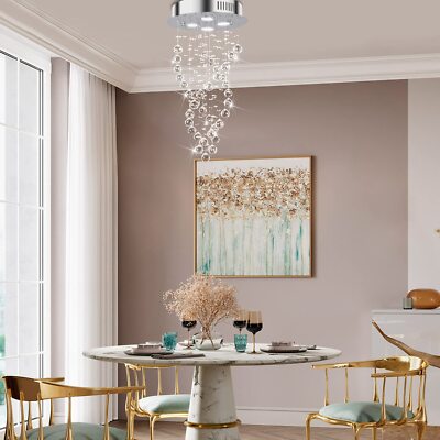 Luxury Crystal Ceiling Light Fixture Modern Spiral Raindrop Crystal  Chandelier