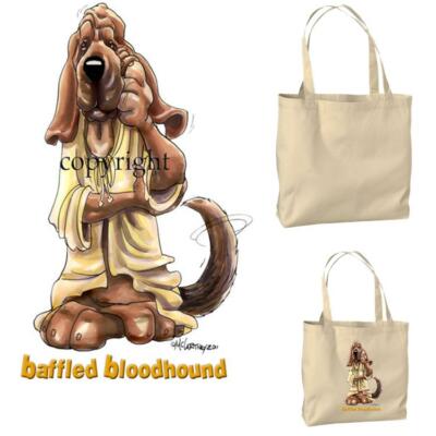 Bloodhound Dog Baffled Look Cartoon Artist Canvas Market Grocery Tote Bag