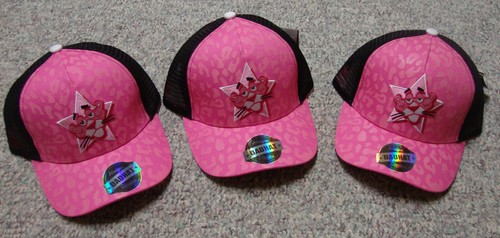 Lot of Three Headgear Classics Pink Panther Adjustable Hats Stitched Brand New