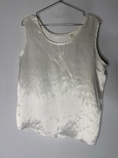Vintage Made In USA Victoria’s Secret White Satin Sleeveless Top VS Embroidered