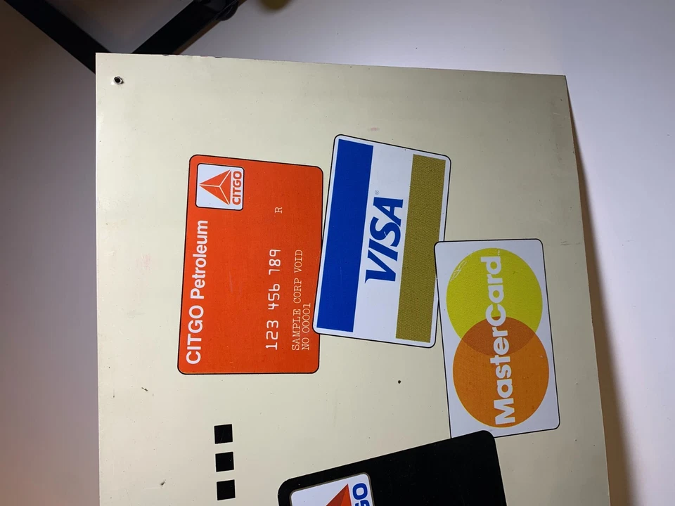 Винтажная кредитная карта CITGO Visa MasterCard двусторонняя металлическая жестяная вывеска газойль - Изображение 4 из 4