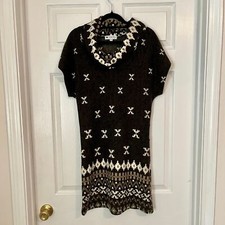 Papillon cowl neck sweater, dress, brown/cream size medium midi