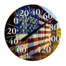 EZREAD Indoor Outdoor Weather Thermometer Hanging Dial American Flag 12.5 inch