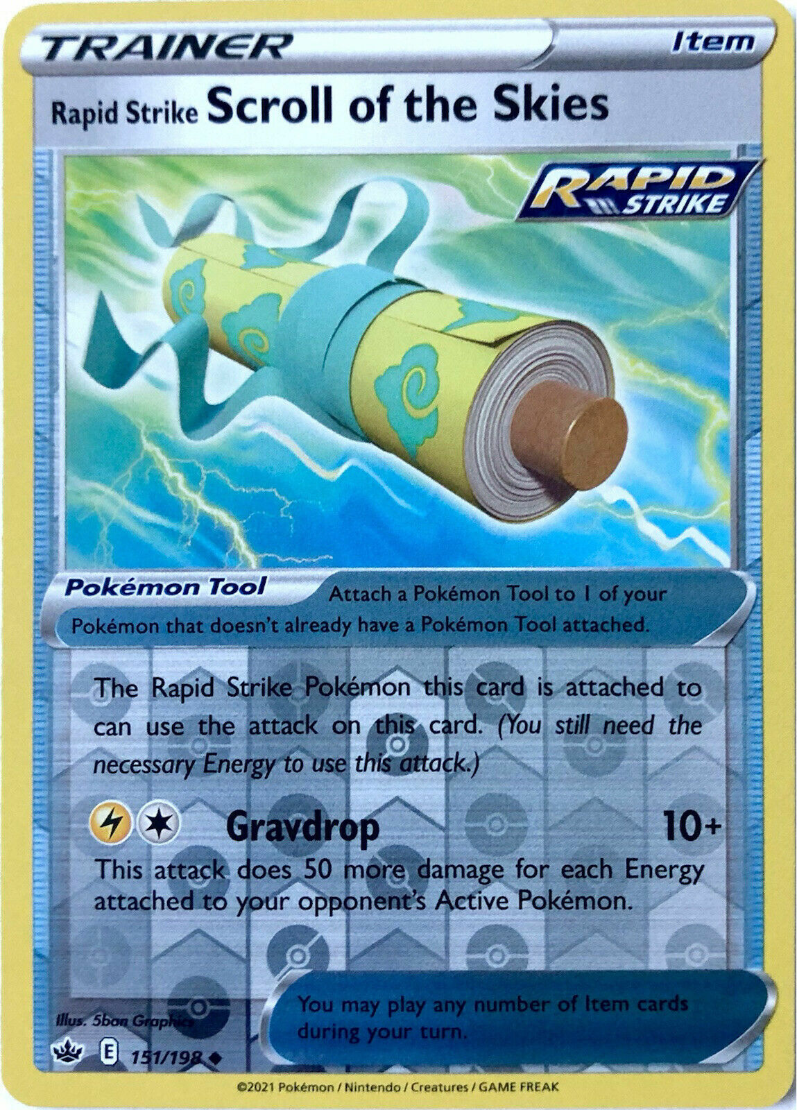 Pokemon -RAPID STRIKE SCROLL OF THE SKIES 151/198- R. Holo -Chilling Reign -NM/M