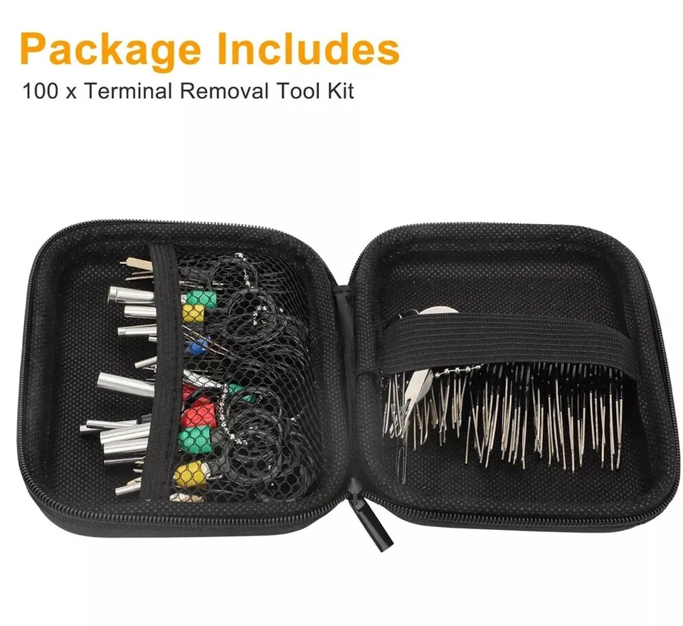 Juego de herramientas de reparación de extracción de terminales de cable de automóvil con bolsa protectora 100 piezas Foto 3 de 4