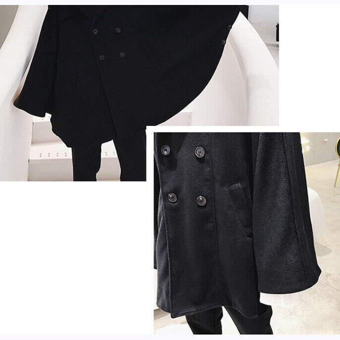 Mens Casual Wool Blend Cloak Double Breasted Cape Jacket Mens Casual Wool Blend Cloak Double Breasted Cape Jacket
