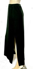 Vintage 90s Dark Forest Slinky Velour Velvet Maxi Kick Skirt by Donna Canada M