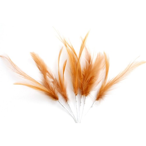 Narrow Feathers - Rooster Neck Hackle 6 Wired Stem Spray 18 Feathers -26 Colours - Picture 3 of 26